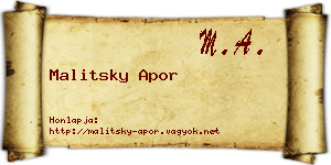 Malitsky Apor névjegykártya